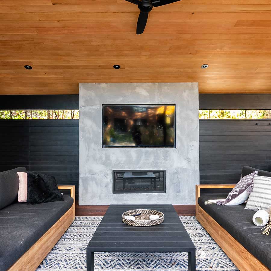 outdoor micro cement fireplace